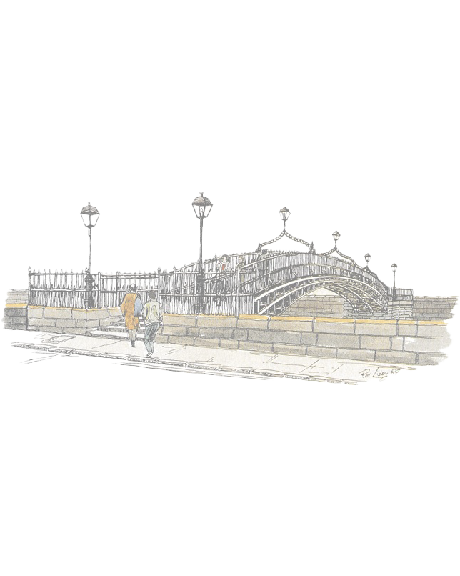 Hapenny Bridge illustration for Romantic Dublin Public Tour