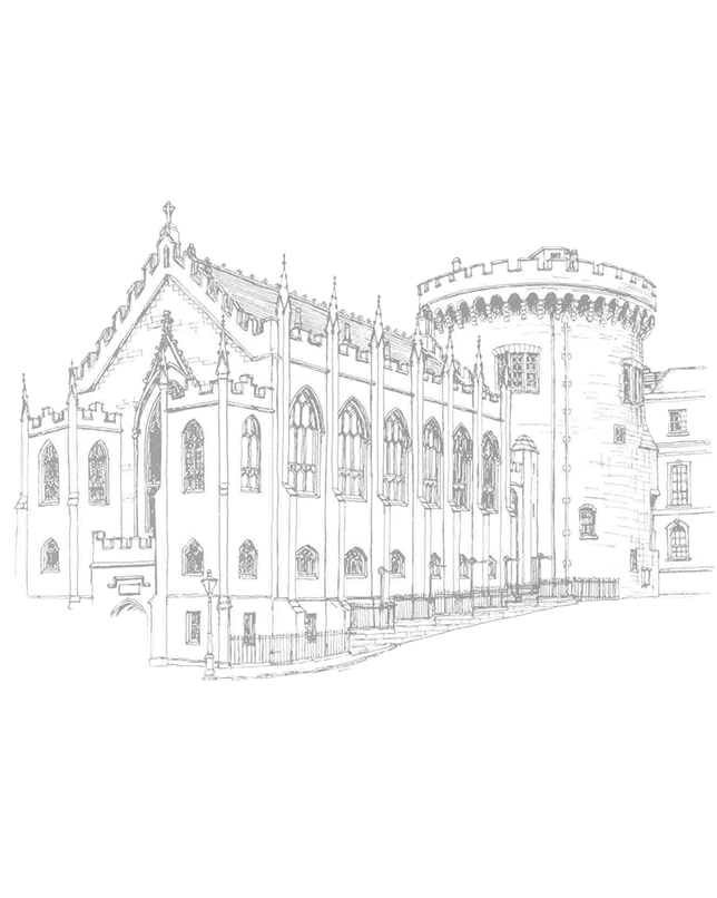 black-and-white-illustration-of-the-chapel-royal-and-record-tower-at-dublin-castle-copyright-pat-liddy